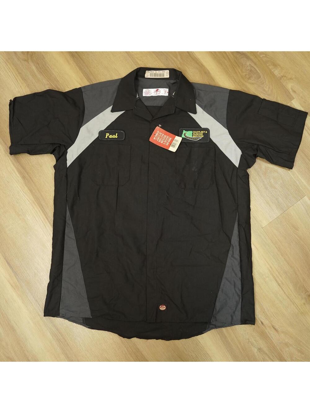 NWT Red Kap Black and Gray Work Shirt‎ Work Name Patch - Utility workwear